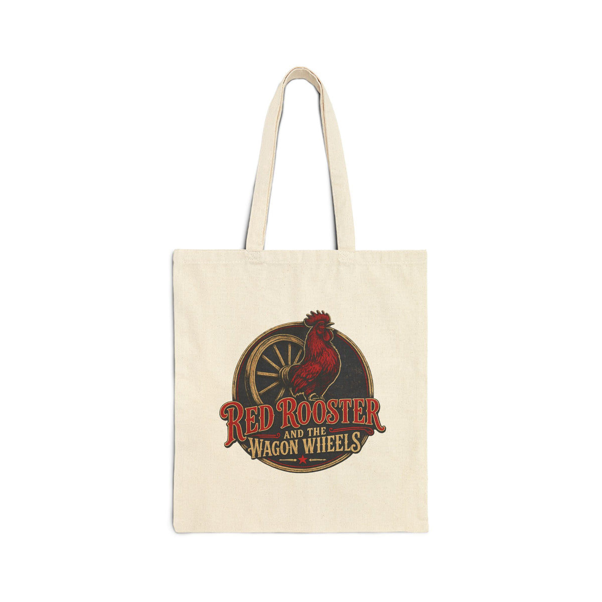 Red Rooster and the Wagon Wheels | Red Rooster & the Wagon Wheels Cotton Canvas Tote Bag