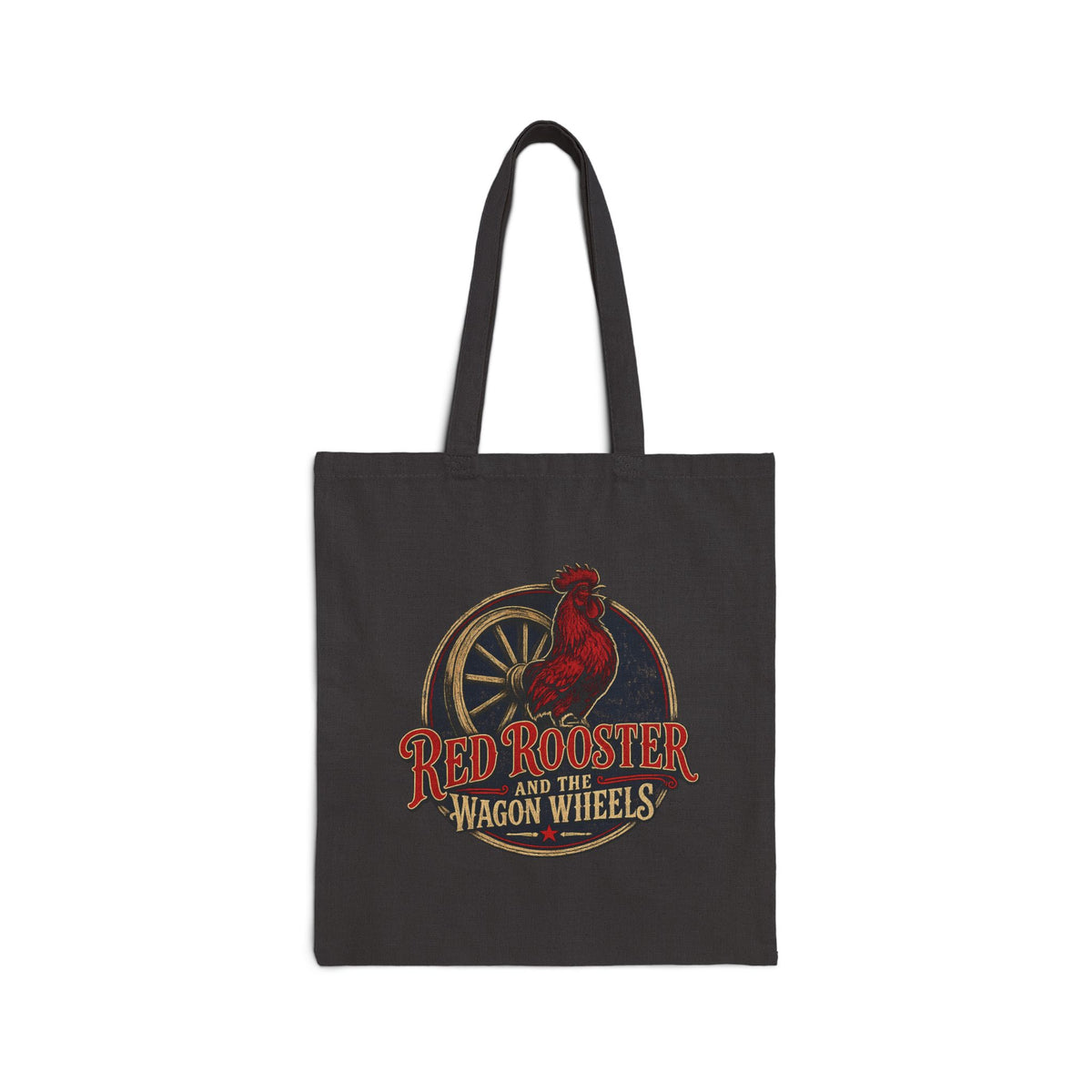 Red Rooster and the Wagon Wheels | Red Rooster & the Wagon Wheels Cotton Canvas Tote Bag